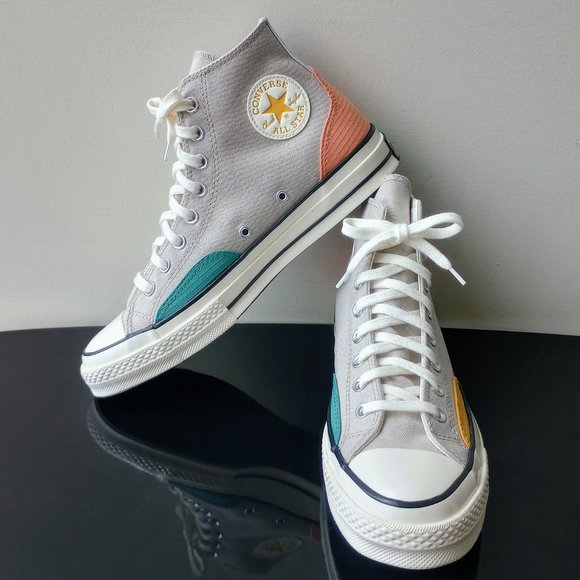 Converse Men's Chuck 70 Color Block in Nice Looking String/Algae Coast/Orange - Picture 10 of 12